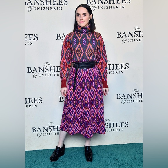 Farm Rio Tapestry scarf knit long sleeve dress size L - Picture 5 of 11